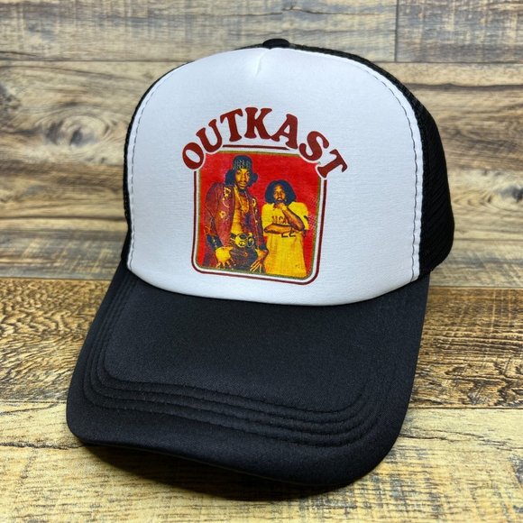 Outkast Mens Trucker Hat Black Snapback 1992 Hip Hop 90s Rap Retro Baseball Cap - Picture 1 of 8